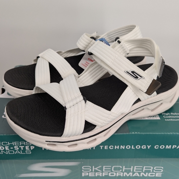NEW Skechers womens On-the-go Glide Step 2.0 Sandal white black - Camden Size 8 - Picture 12 of 13